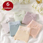 6-Pack Pastel Low-Rise Panties with Delicate Lace Trim and Center Bow Detailing
