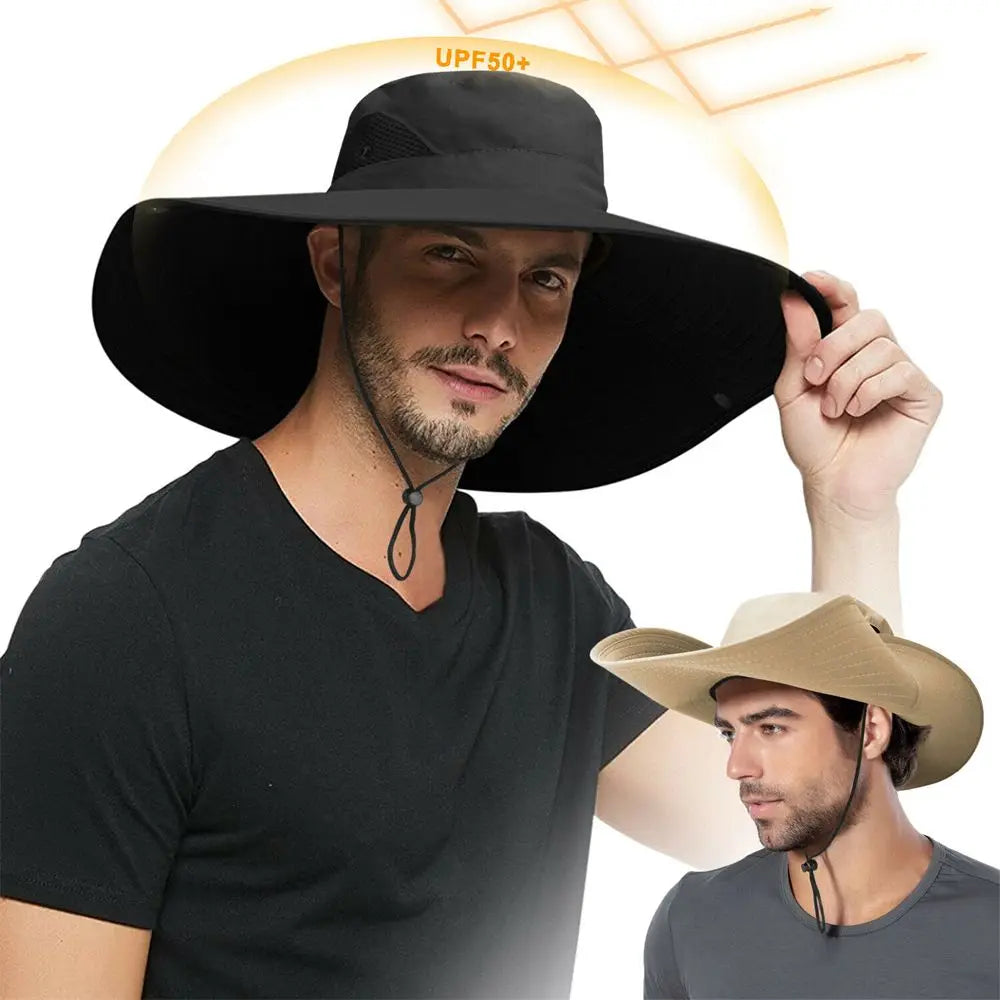Wide Brim Boonie Sun Hat with Adjustable Chin Cord for Outdoor Adventure and Travel