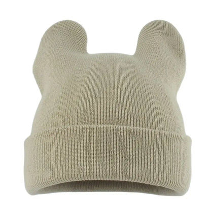 Cute Cat Ear Acrylic Knit Beanie for Playful Streetwear Casual Winter Everyday Fashion Style