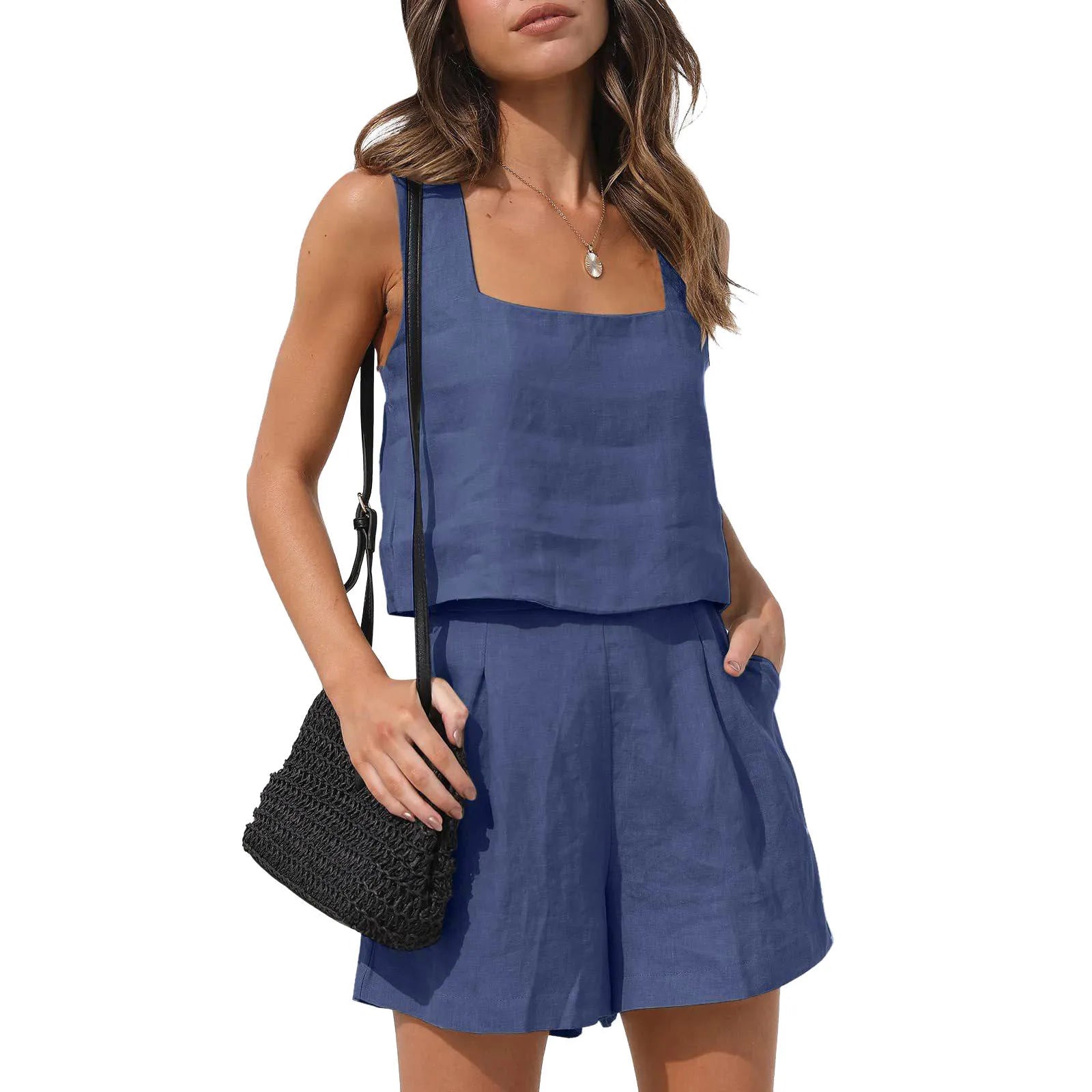 Women's Sleeveless Top and Shorts Co-Ord Set Relaxed Contemporary Outfit