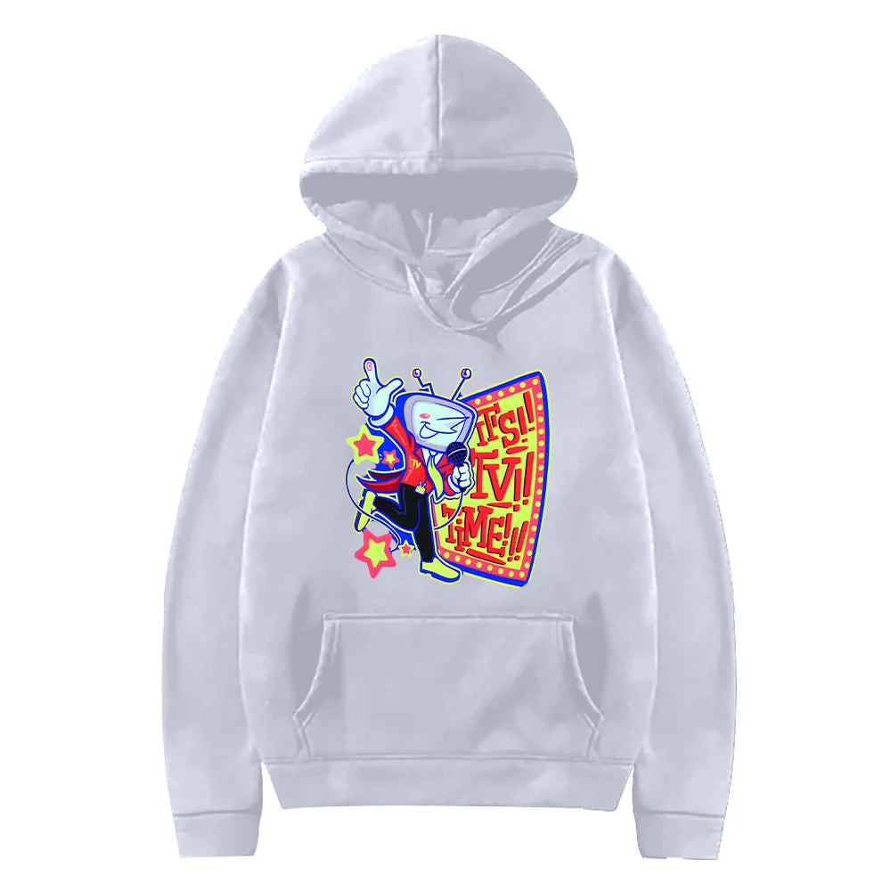 Oversized Cartoon Style Graphic Hoodie with Contemporary Streetwear Artwork
