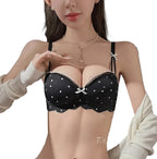 Graphic Dot Print Demi Bra and Matching Contrast-Trim Panty Set