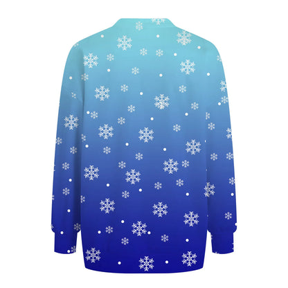 Women's Snowflake Pattern Crew Neck Sweatshirt for Cozy Seasonal Casual Everyday Style
