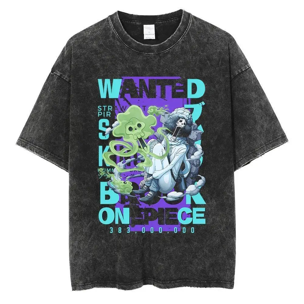 Oversized Anime-Inspired Manga Streetwear Tee with Vintage Graphic Typography Artwork