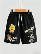 Men's Graphic Casual Shorts with Drawstring Waist Comfortable Everyday Streetwear Fit