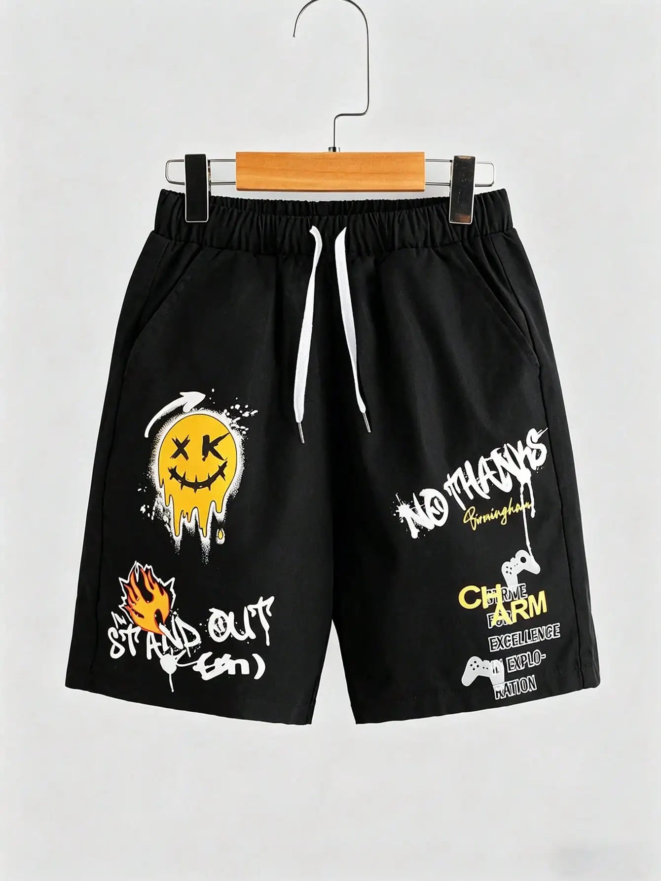 Men's Graphic Casual Shorts with Drawstring Waist Comfortable Everyday Streetwear Fit