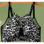 Fierce Leopard Print Plunge Bra with Front Keyhole Cutout and Mesh Accents