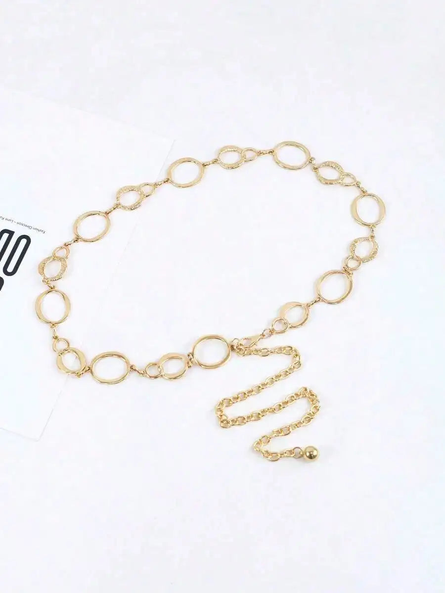 Minimalist Circle Link Waist Chain for Modern Alternative Fashion Outfits