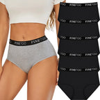 High-Waisted Brief Panties Five-Pack with Wide Statement Elastic Waistband