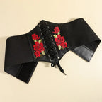 Faux Leather Lace-Up Waist Belt Corset with Wide Structured Design