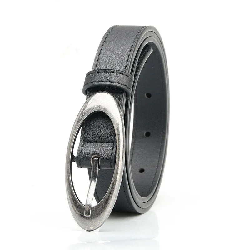 Minimalist Oval Buckle Waist Belt for Vintage Gothic Y2K Outfit Styling