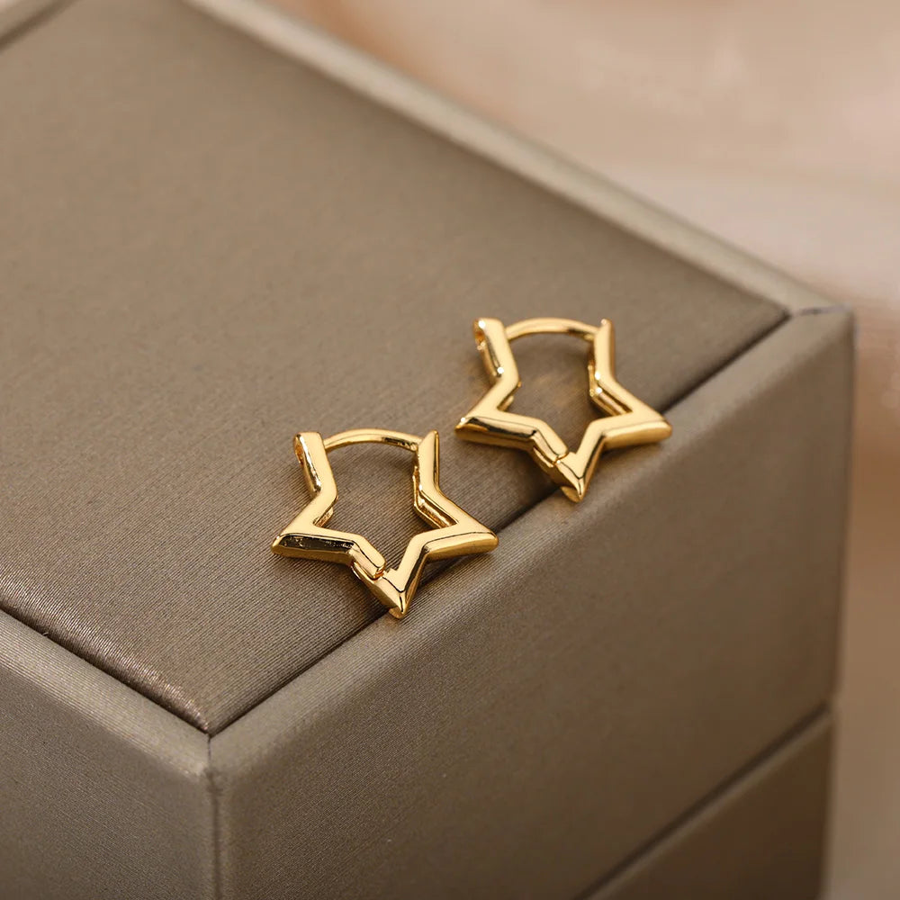 Celestial Star Hoop Earrings Y2K Alternative Fashion Statement Jewelry