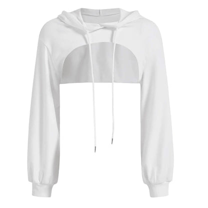 Women's Cropped Hooded Sweatshirt with Drop Shoulder Relaxed Fit for Modern Streetwear Fashion