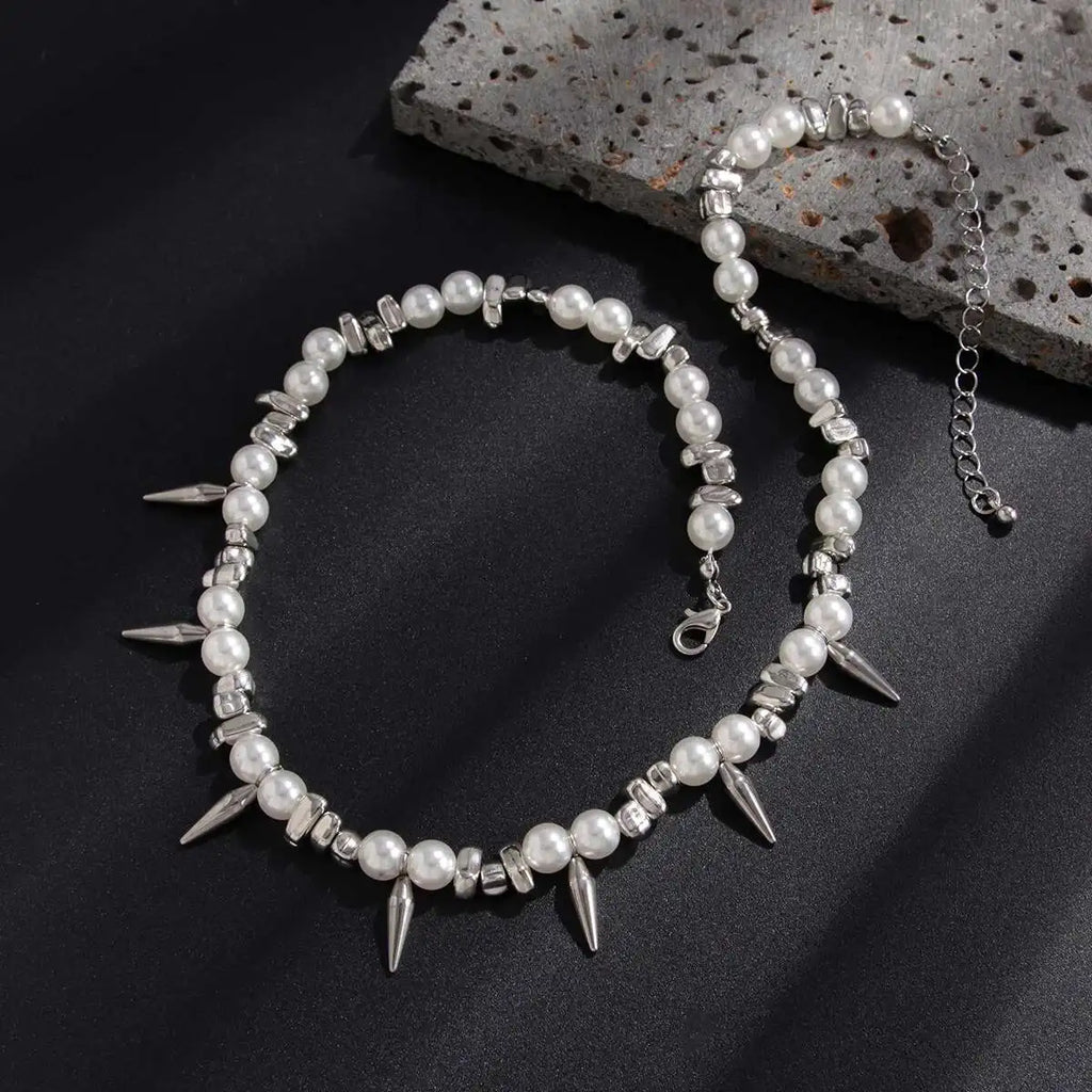 Pearl Inspired Choker Necklace for Grunge Gothic and Streetwear Fashion
