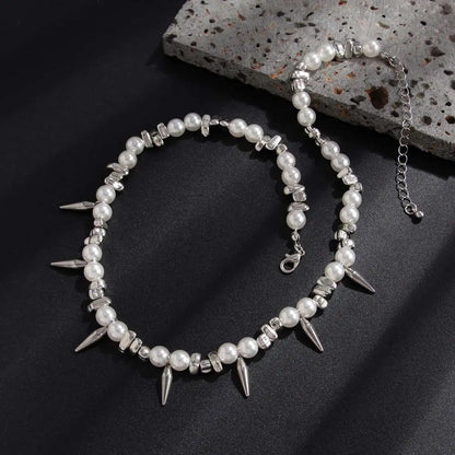 Pearl Inspired Choker Necklace for Grunge Gothic and Streetwear Fashion