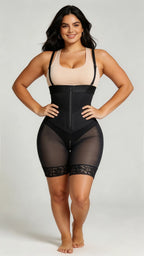 Premium Open-Bust High-Waisted Mid-Thigh Shaper with Lace Trim