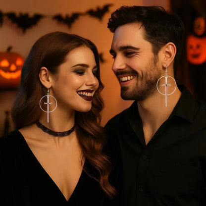 Medieval Sword Hoop Earrings for Gothic Punk and Alternative Styling