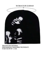 Abstract Graphic Acrylic Knit Beanie for Contemporary Streetwear Casual Winter Everyday Fashion Style