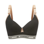 Heathered Grey Wireless Nursing Bra with Drop-Down Clips and Lettered Underband