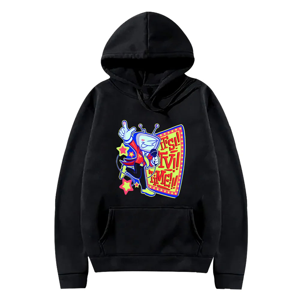 Oversized Cartoon Style Graphic Hoodie with Contemporary Streetwear Artwork