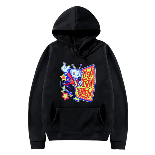Oversized Cartoon Style Graphic Hoodie with Contemporary Streetwear Artwork