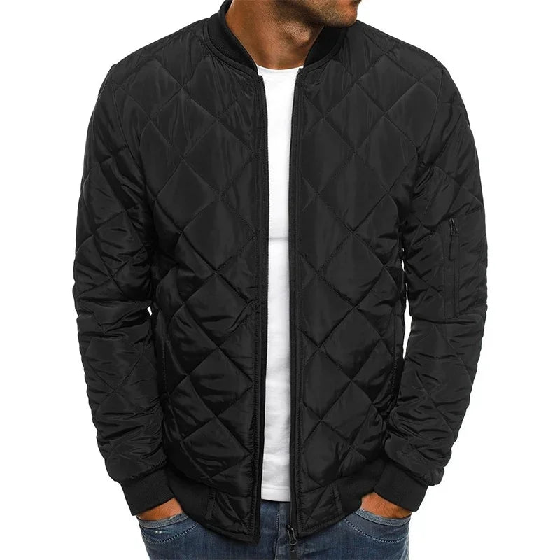 Men's Quilted Bomber Jacket with Lightweight Urban Streetwear Styling