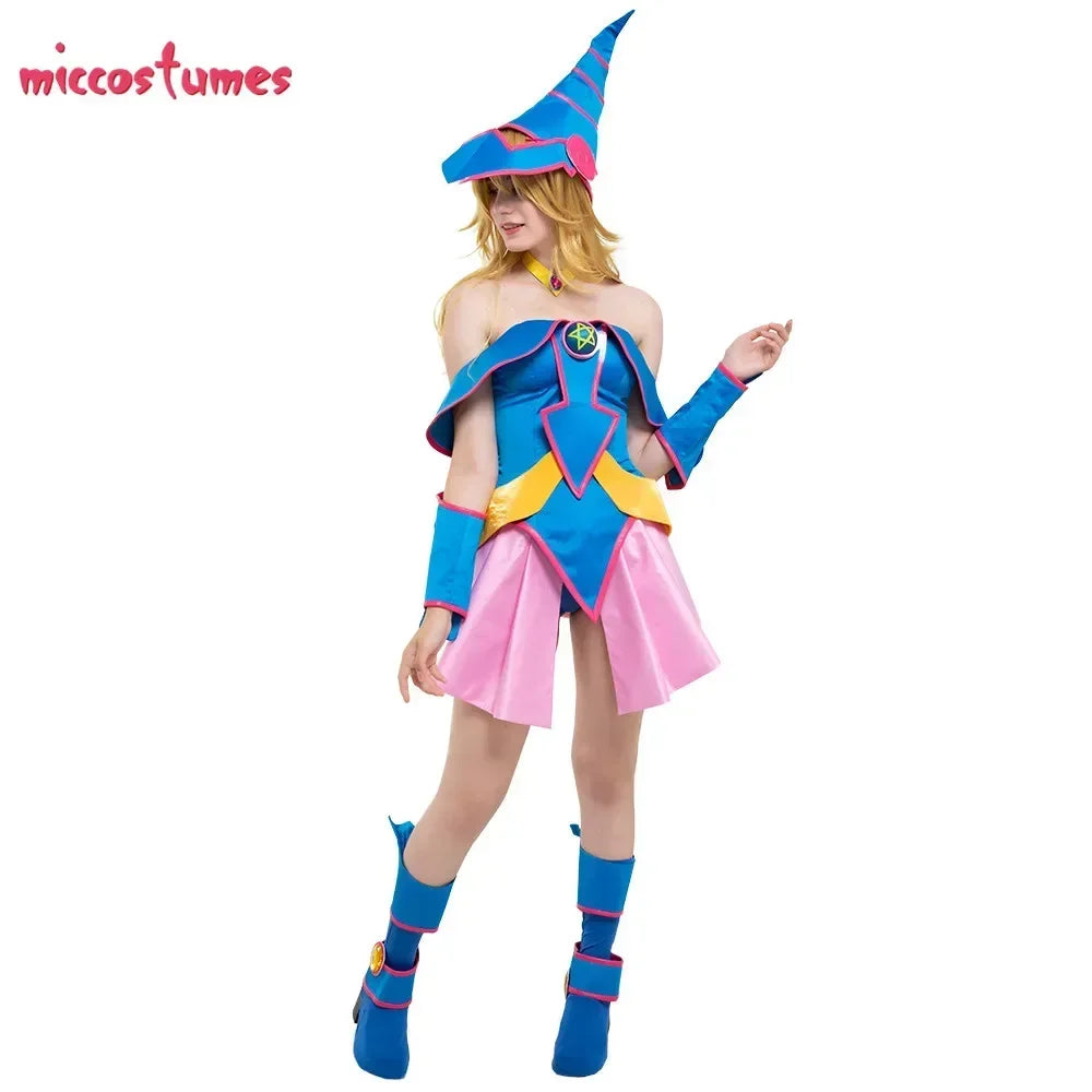 Women's Fantasy Inspired Dress Costume Set with Layered Skirt and Coordinated Hat Accessory