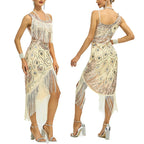 1920s-Inspired Embellished Flapper Dress with Fringed Asymmetrical Hem