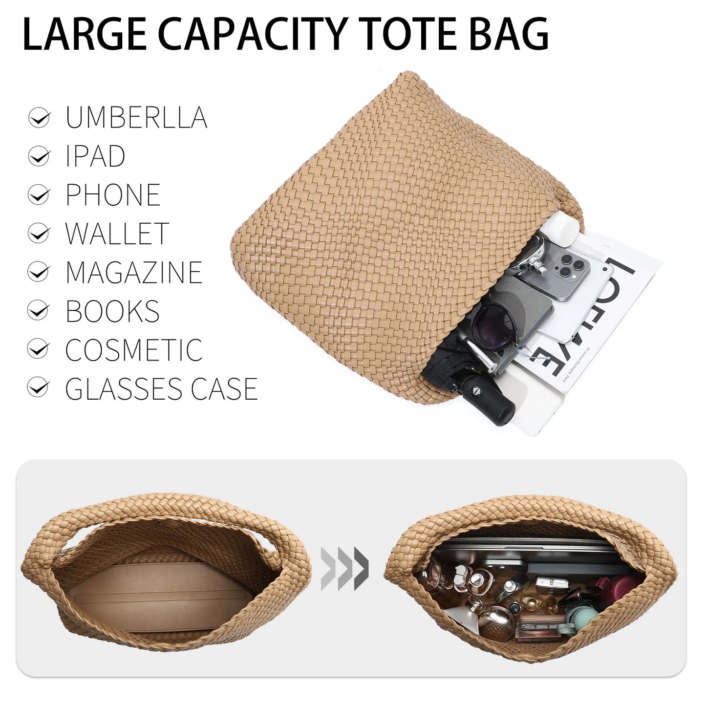 Soft Woven Texture Hobo Tote Shoulder Bag with Relaxed Structure