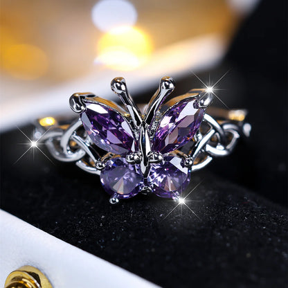 Purple Butterfly Statement Ring Fairy Grunge Alternative Fashion Jewelry