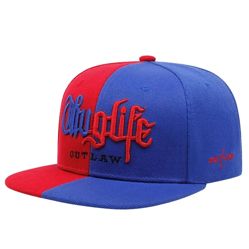 Embroidered Flat Brim Snapback Cap Adjustable Hip Hop Streetwear Baseball Hat