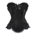 Playful Pink Satin Overbust Corset with Lace Trim and Delicate Bow Accents
