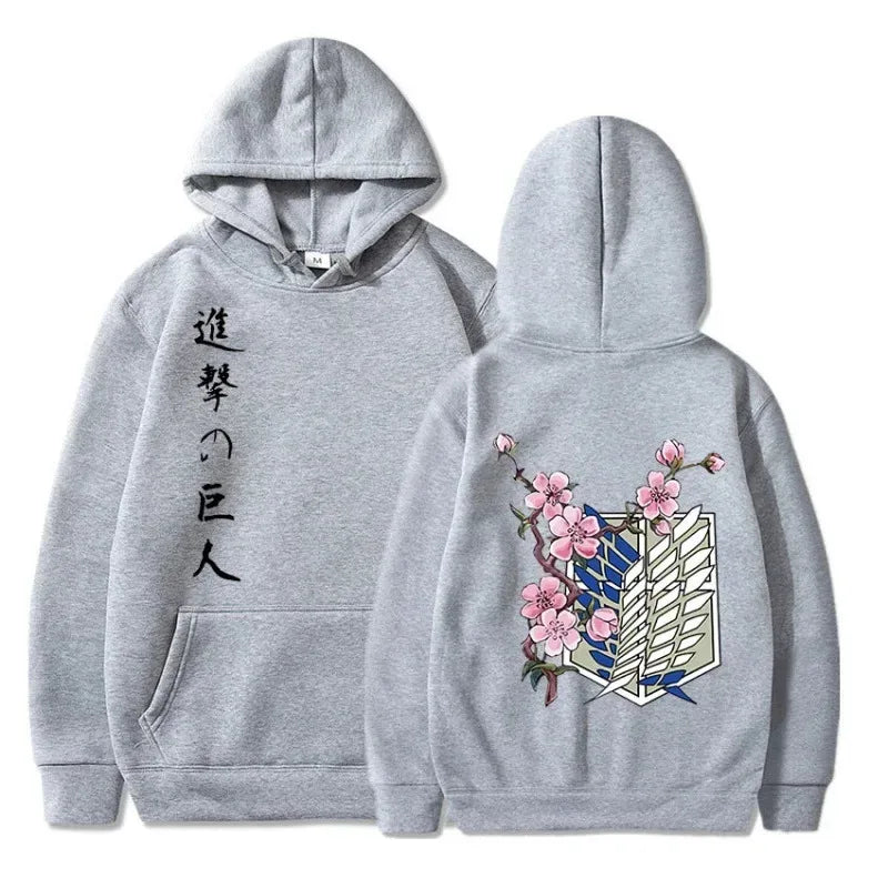 Anime Manga Hoodie With Minimalist Japanese Streetwear Floral Graphic Design