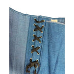 Blue Denim Strapless Corset Top with Front Zipper and Sweetheart Neckline