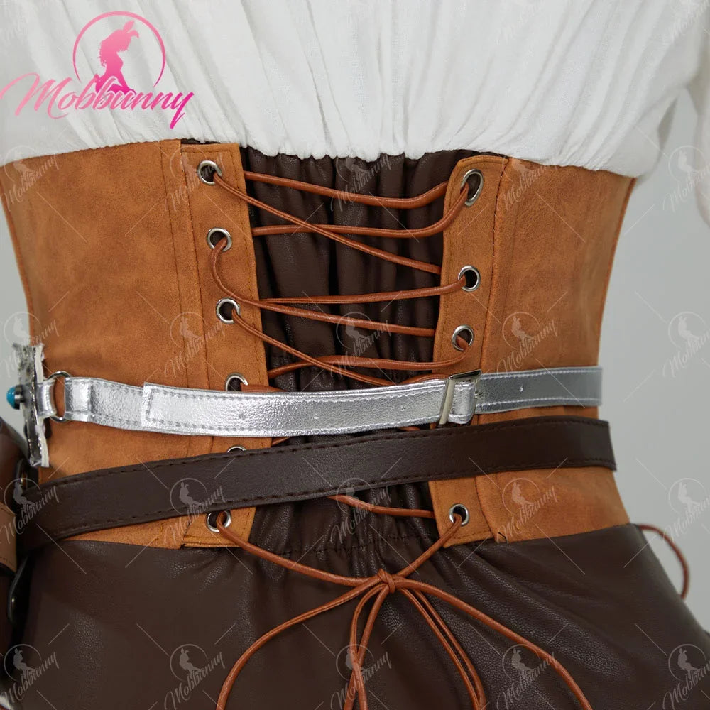 Women's Faux Leather Bodysuit Set with Waist Belt, Gloves and Utility Accessories