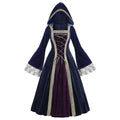 Hooded Gothic Fantasy Robe Dress with Elegant Long Silhouette