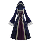 Hooded Gothic Fantasy Robe Dress with Elegant Long Silhouette