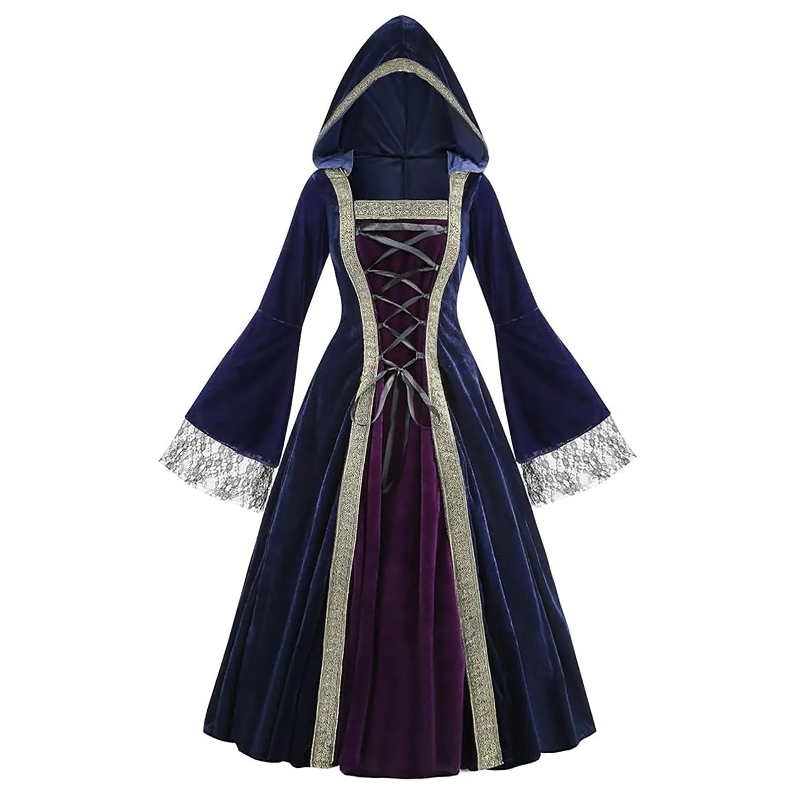 Hooded Gothic Fantasy Robe Dress with Elegant Long Silhouette