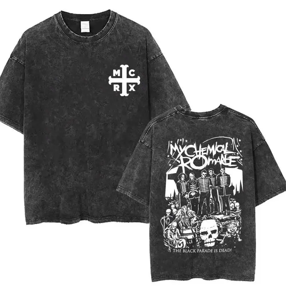 Retro Gothic Cross Graphic Streetwear Tee With Manga-Inspired Minimalist Design