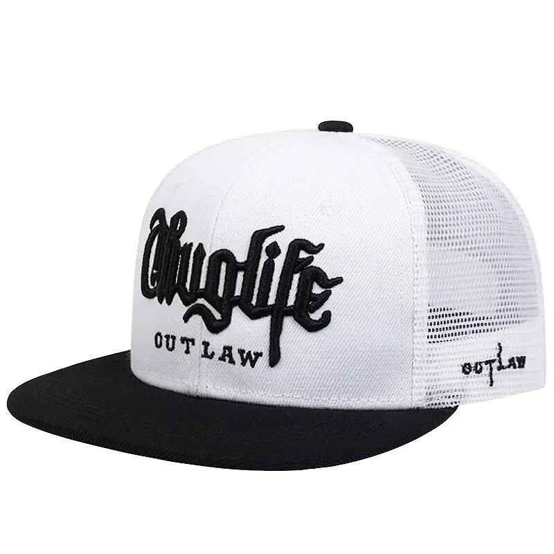 Embroidered Flat Brim Snapback Cap Adjustable Hip Hop Streetwear Baseball Hat