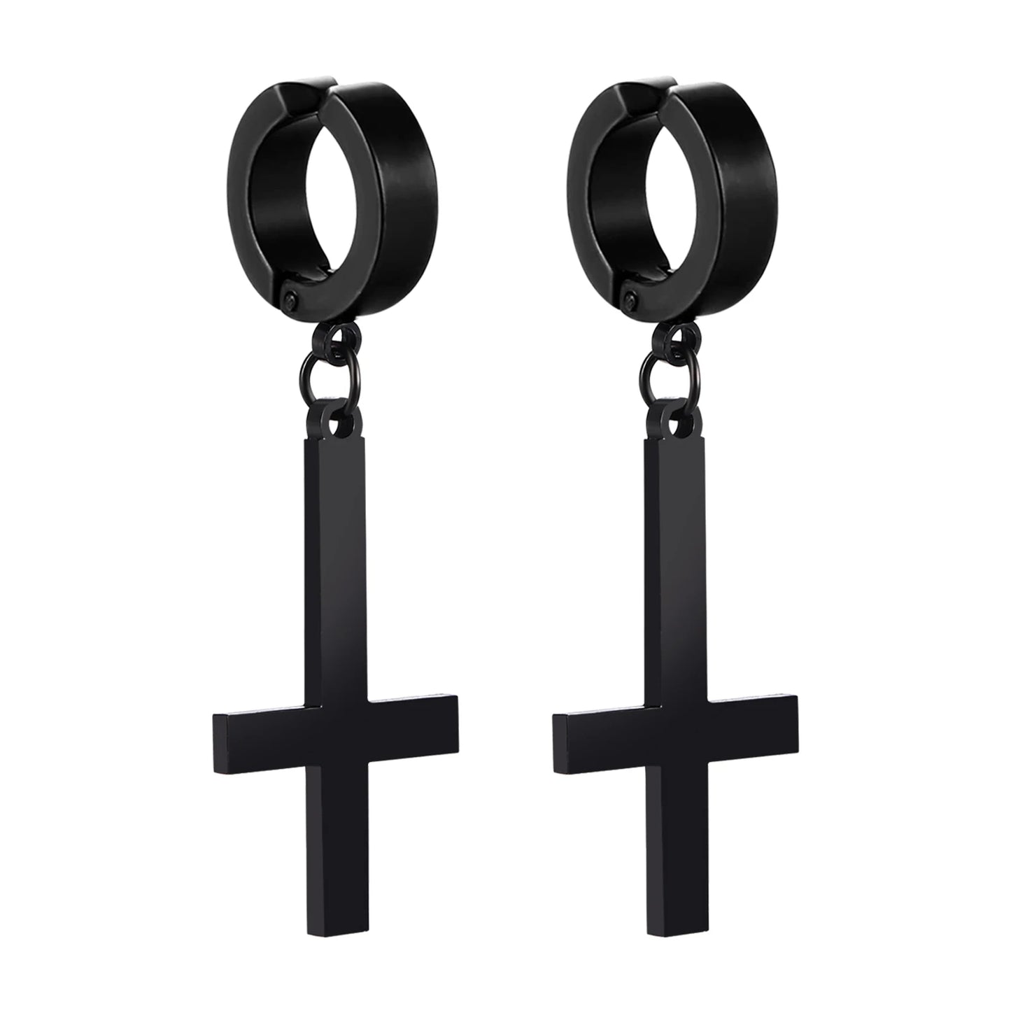 Gothic Cross Hoop Earrings for Punk and Alternative Statement Styling