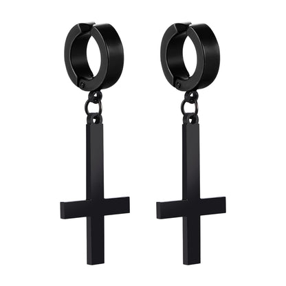 Gothic Cross Hoop Earrings for Punk and Alternative Statement Styling