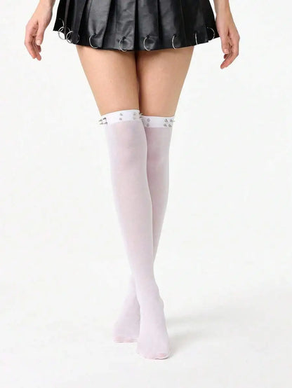 Decorative Bow Knee High Socks with Minimalist Everyday Design for Contemporary Fashion Styling