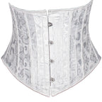 Elegant Black Floral Damask Underbust Waist Cincher with Front Metal Busk
