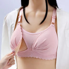 Seamless Wire-Free Nursing Bra with Scalloped Edges and Front-Drop Clips