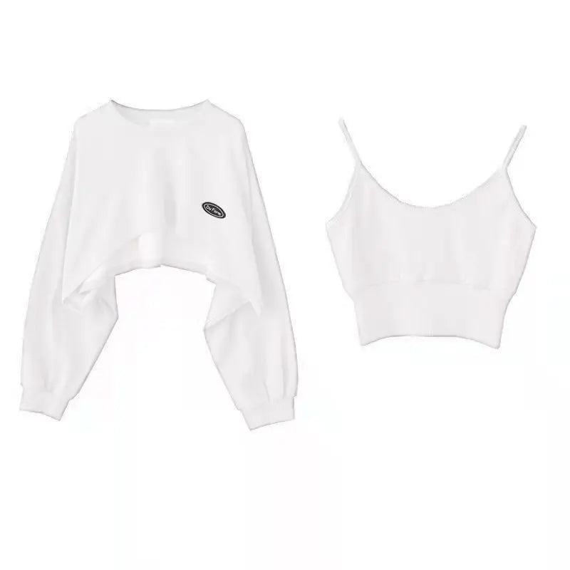 Women's Cropped Batwing Sleeve Sweatshirt with Relaxed Fit for Modern Streetwear Style