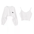 Women's Cropped Batwing Sleeve Sweatshirt with Relaxed Fit for Modern Streetwear Style