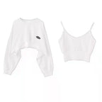 Women's Cropped Batwing Sleeve Sweatshirt with Relaxed Fit for Modern Streetwear Style