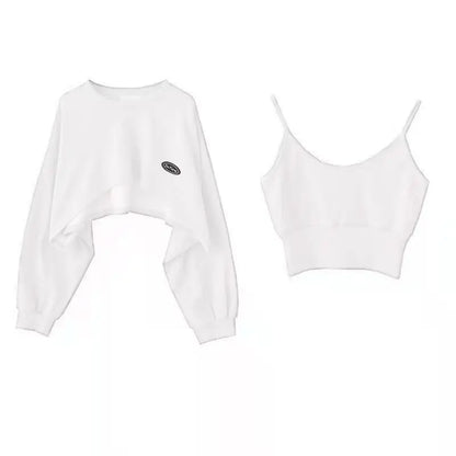 Women's Cropped Batwing Sleeve Sweatshirt with Relaxed Fit for Modern Streetwear Style