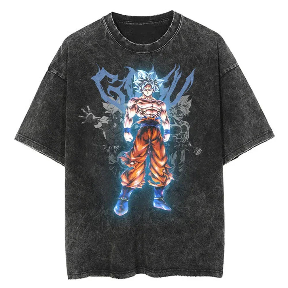 Retro Anime Cyber Warrior Oversized Streetwear Graphic Cotton T-Shirt